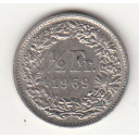 1969 - 1/2 Franc  Svizzera Standing Helvetia SPL++